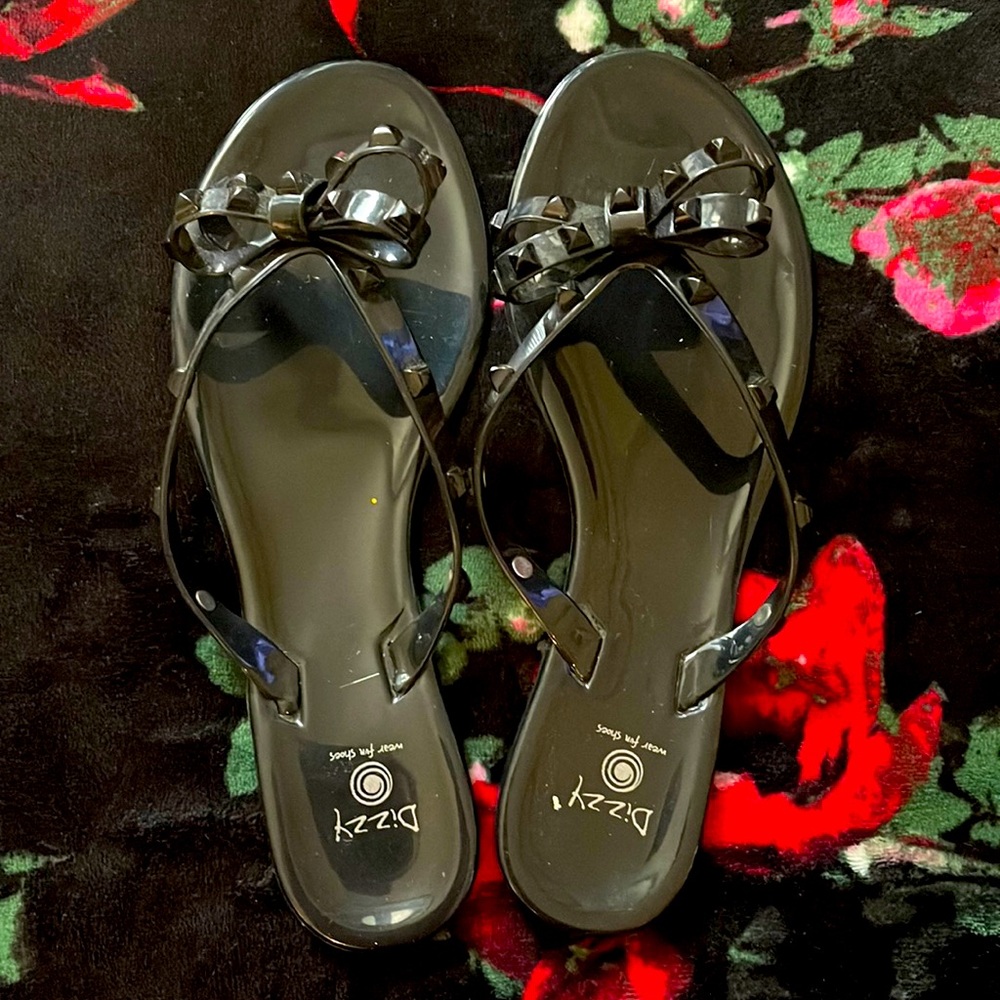 Black Studded Sandals/Flip Flops